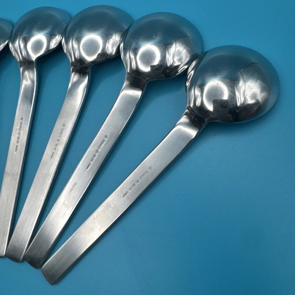 Towle Silverware Flatware TWS526 Spoons Set Lot 7 Teaspoon Soup Stainless Extra‎